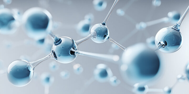 Close-up of molecules in a science and technology environment, showing the structure and bonds