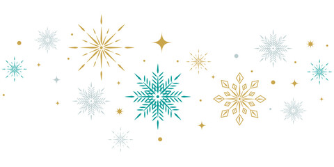 Christmas Snowflakes wave. Vector illustration of elegant winter Snowflake pattern isolated transparent background. Perfect winter holiday wall decor template design. EPS 10