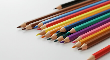 Vibrant Colored Pencils Arranged in a Dynamic Composition: A High-Resolution Stock Photo Perfect for Educational, Artistic, and Creative Projects.  Showcase the brilliance of color and the potentia...