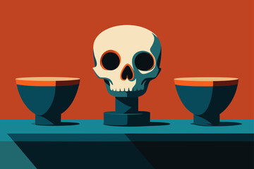 Windowsill Jack O Lantern Cup Glow Vector Illustration