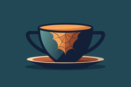 Orange Glowing Black Cups Set Vector Illustration