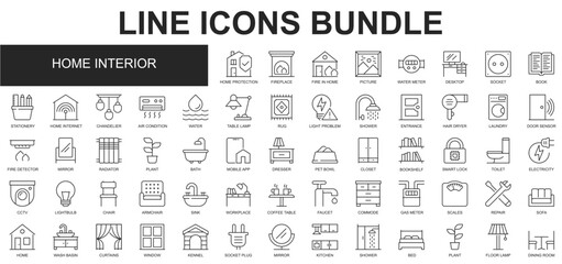 Home Interior Icons Bundle vector collection