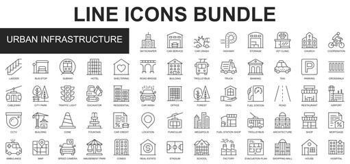 Urban Infrastructure Icons Bundle vector collection