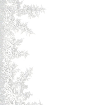 white frozen ice snowflakes border vertical frame background isolated on white or transparent png
