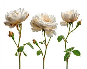 Obraz premium Elegant White Roses Isolated On White Background