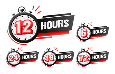 Set of temporary timers, hours of time left. Vector illustration