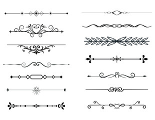 Elegant Vintage Divider Line Vector Set – Ornamental Decorative Elements for Invitations, Cards, and Design