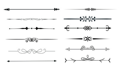 Elegant Vintage Divider Line Vector Set – Ornamental Decorative Elements for Invitations, Cards, and Design