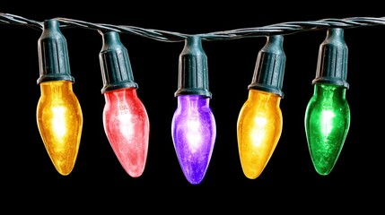 Colorful festive string lights illuminating the night