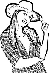 Happy cowgirl with brown hat
