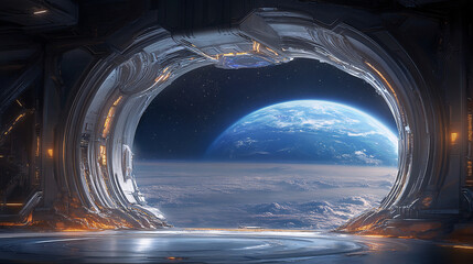 Experience the interior of a beautifully designed futuristic spaceship, where technology meets luxury in a sleek, modern setting. Ideal for sci-fi themed digital art, product concepts