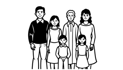 Collection of family silhouettes on an isolated background.
