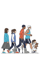 Obraz premium A diverse group of people walking together illustrating unity and forward momentum