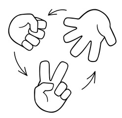 じゃんけん やじるし グーチョキパー モノクロ