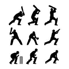 Obraz premium cricket silhouettes