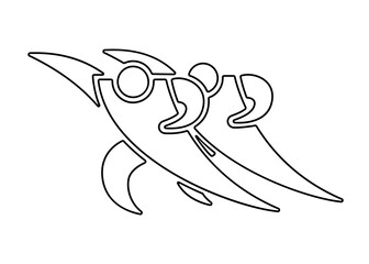 Men's speed skating line icon isolated on white