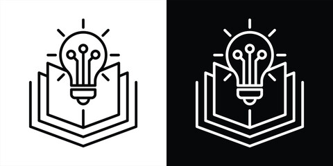 bright minds and open book icon. contain represent knowledge, innovation, E-Learning brilliance thin line style icon symbol sign for your app web. vector illustration