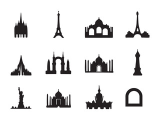 Famous landmarks architecture silhouettes buildings