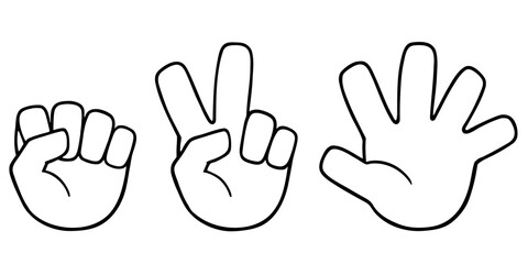 じゃんけん グーチョキパー モノクロ