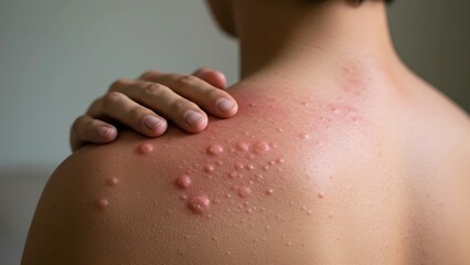 Fototapeta premium Skin Irritation on Human Back A Close-Up View of Inflammation and Health Condition