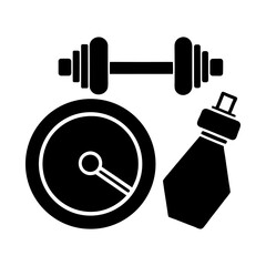 Workout Routine Icons – Dumbbell, Fitness Timer, Exercise Moves.