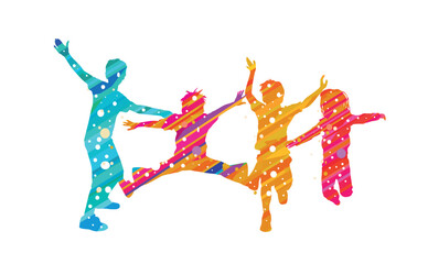 
Vergnügen und Freude- Kinder-Gruppe, Illustration