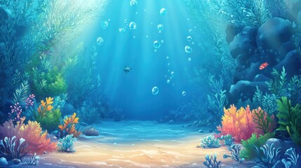 Fototapeta premium Underwater paradise, vibrant coral reef with diverse marine life, aquatic ecosystem