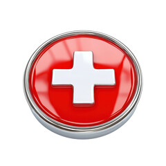 Obraz premium Shiny Red Medical Symbol Healthcare Plus Sign First Aid Emergency Hospital on transparent background