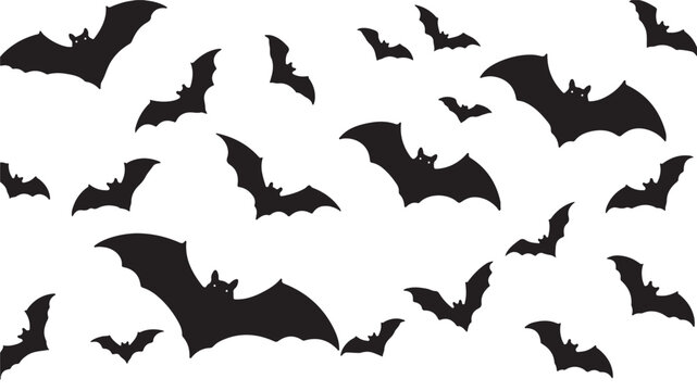 Halloween Bat Silhouette Collection - Spooky, Flying, Decoration, Vector