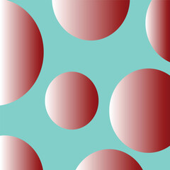 Red gradient circles on teal background abstract blue