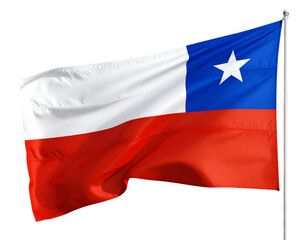 Naklejka premium Chile Flag in Weaving Brush Stroke Style, Artistic Abstract Look, Isolated.