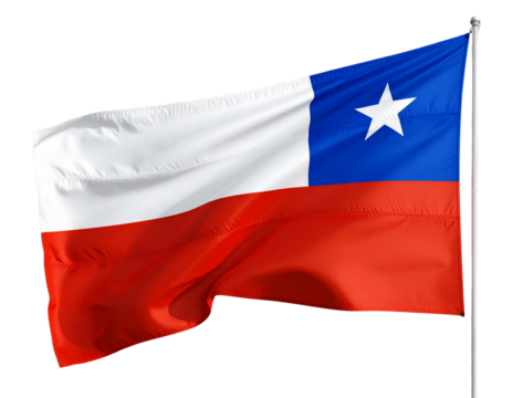 Chile Flag in Weaving Brush Stroke Style, Artistic Abstract Look, Isolated.