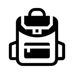 Fototapeta premium Black backpack with front pocket in minimalistic design on white background 