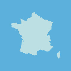 france map design vector illustration on blue background. minimalist and clean geographic map of  french republic
