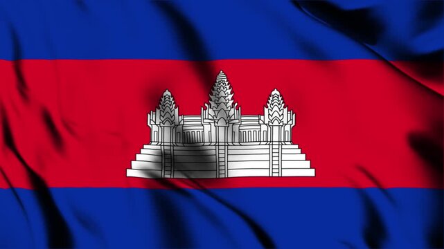 Cambodia Flag. Waving in the wind. Fullscreen looping animation