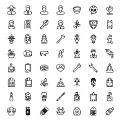 Diverse icons people plants tools objects vector
