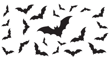 Halloween Bat Silhouette Collection - Spooky, Flying, Decoration, Vector