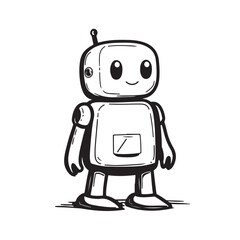 Vector illustration of a robot character in a modern and stylized design. Perfect for technology themes, sci-fi projects, artificial intelligence, educational materials, and futuristic concepts