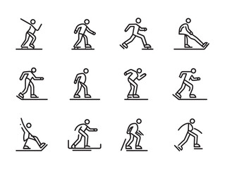 Ice Skating Line Art Drawing Guide
