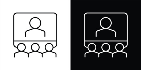 virtual unity in learning icon. contain online conference, group discussion, remote team education thin line style icon symbol sign for your app web. vector illustration
