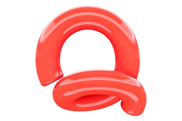 Vibrant smooth tube 3D letter Q. High quality 3D rendering modern alphabet design for kids & fun projects.
