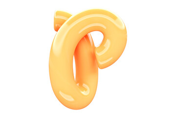 Sweet bubble gum 3D font character P. High quality 3D rendering playful typography element.
