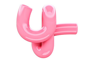 Glossy 3D letter Y. Bold cartoon alphabet with candy colors. High quality 3D rendering for digital art & design.