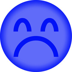 Simple blue sad face emoticon icon