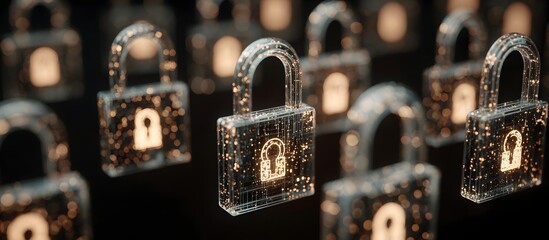 Transparent padlocks representing digital data security