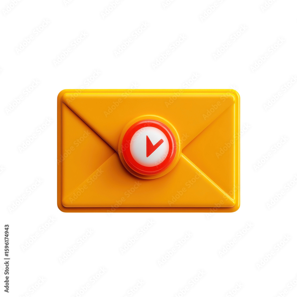 Poster 3d email envelope icon design with check mark notification message on transparent background