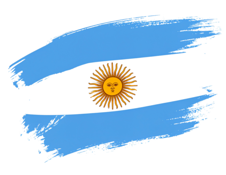 Argentina Flag in paint Brush Stroke Unique Style, Artistic Abstract Look, Isolated  .