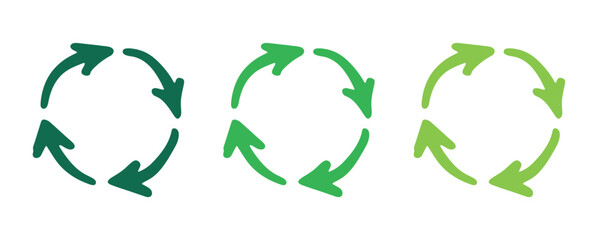 Hand drawn recycle arrow icon Recycling resources symbol Reuse of materials, zero waste, green environment, saving the planet