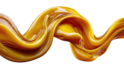 Golden Caramel Swirl: A mesmerizing macro shot reveals the fluidity and luscious texture of flowing caramel, its glossy surface reflecting the light and inviting a sensory delight.