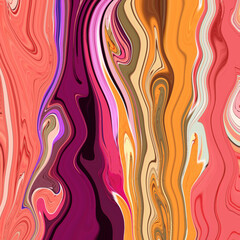A vivid marbled swirl of orange, magenta, and beige tones flowing organically. Eye-catching abstract art for modern design, backgrounds, and creative prints.
